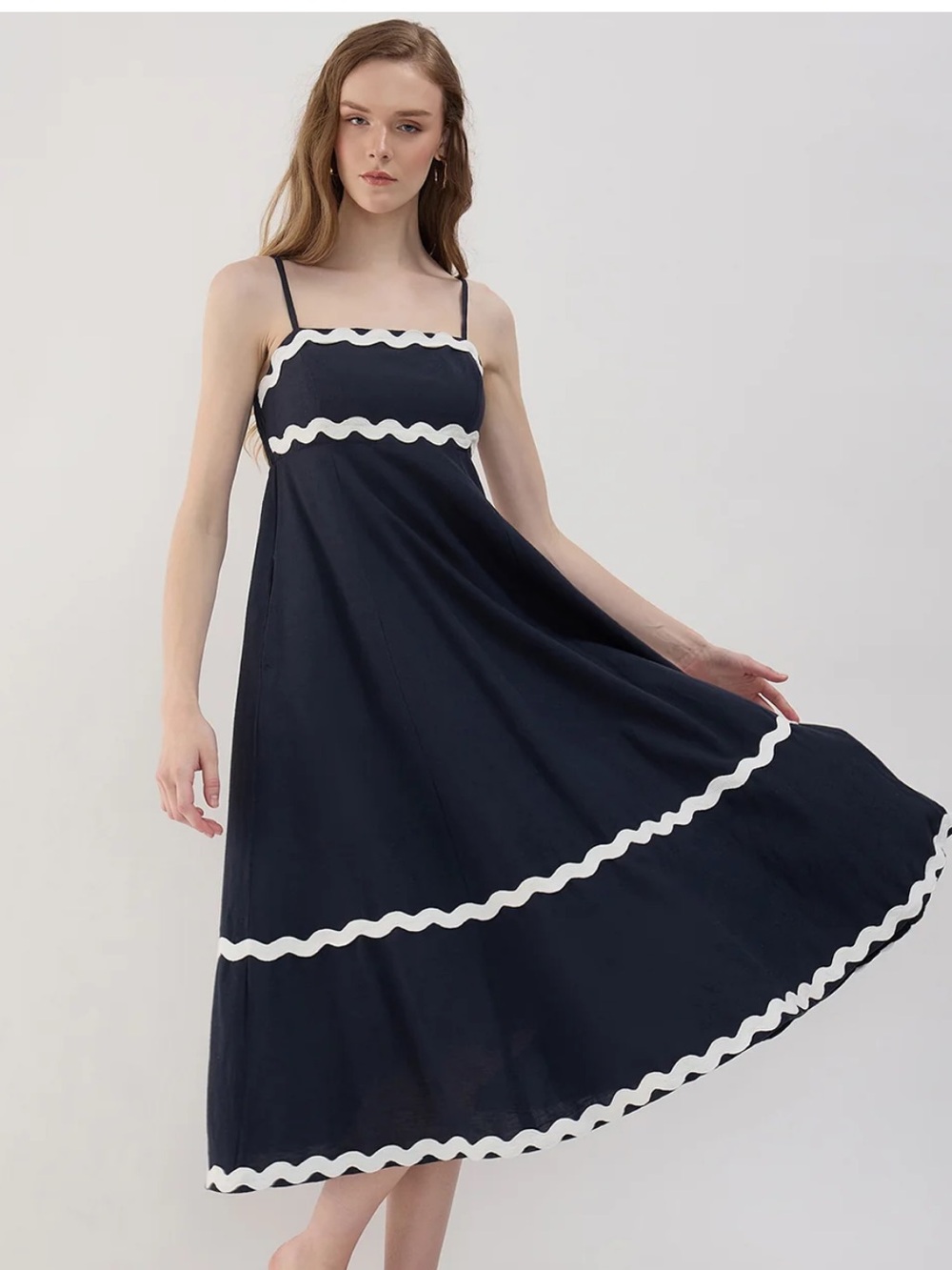 Sim & Sam Ric Rac Linen Maxi Dress